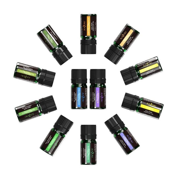 Комплект натурални етерични масла Anjou PCN013, 12бр. 5мл