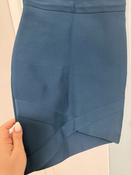 Бандажна къса рокля петролено синьо ХХС-ХС