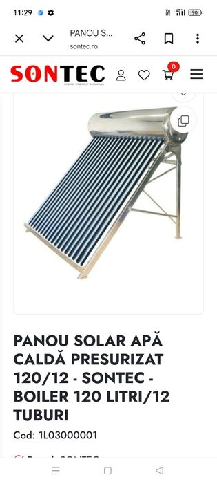 Boiler solar sontec presurizat 120l