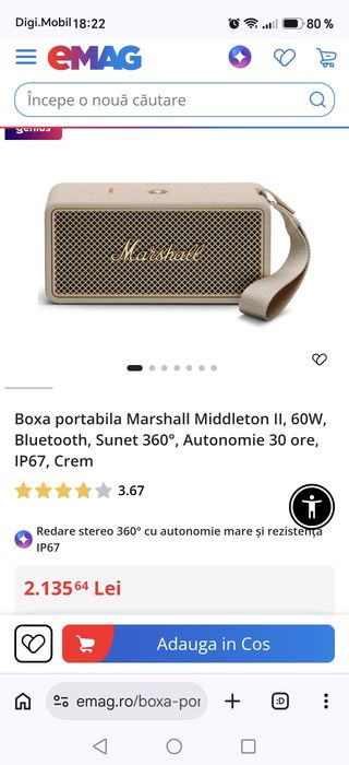 Boxa bluetwooth. Marschall middleton ll ll