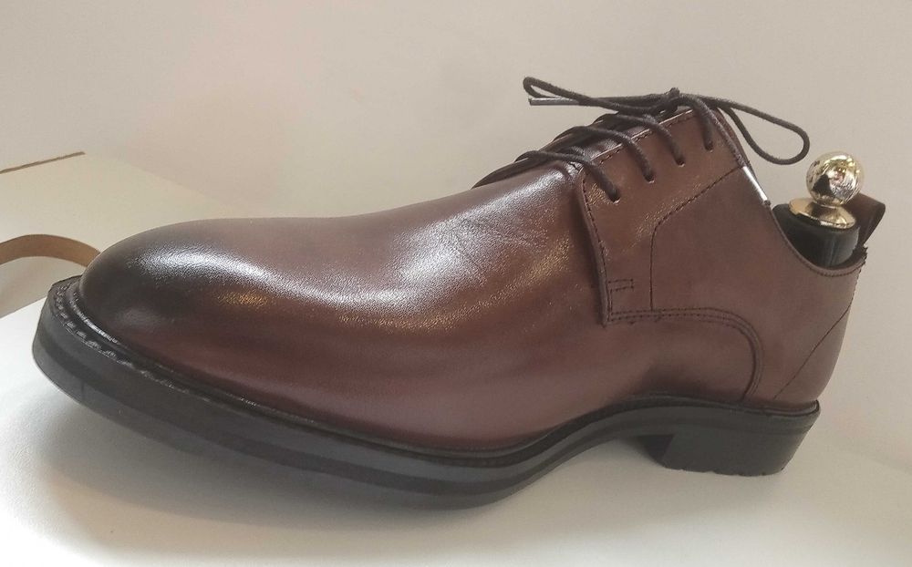 Pantofi derby 40.5 41 plain toe ZIGN London piele naturala burgundy