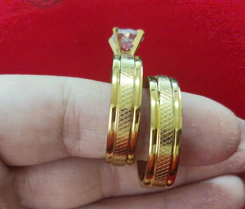 GR85, inel cuplu placat aur 14k, ideal logodna, zirconiu alb, inedit