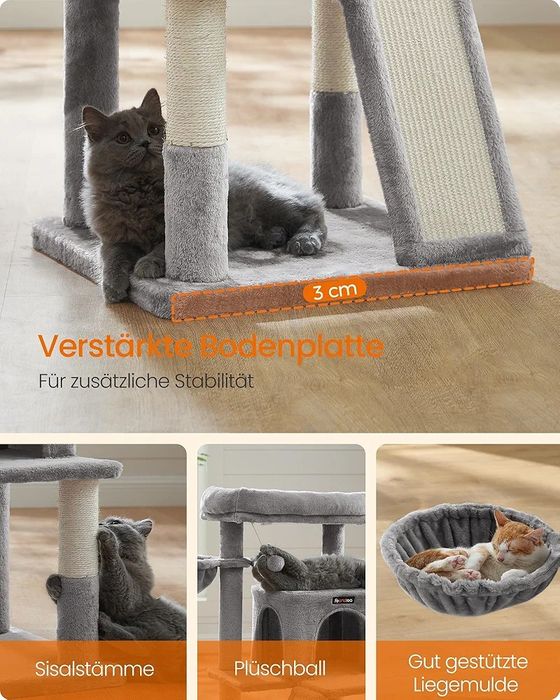 Ansamblu pentru pisici, Feandrea, PCT51W, Gri, 48 x 48 x 96 cm
