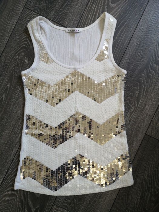 Maiou cu paiete albe si argintii, marimea S