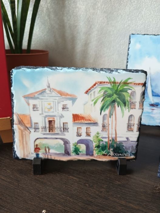 Акварель на натуральном камне.