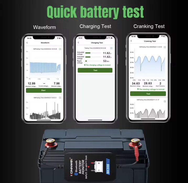 Monitor Tester Baterie Auto KONNWEI BK300 Wireless - 6V/12V/24V