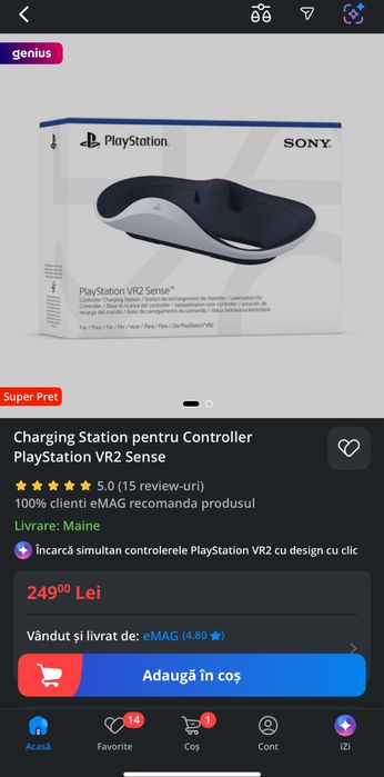 PlayStation VR2 plus Statie de incarcate, in stare foarte buna, Cutie