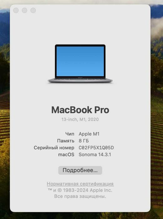 MacBook pro m1 8/256gb