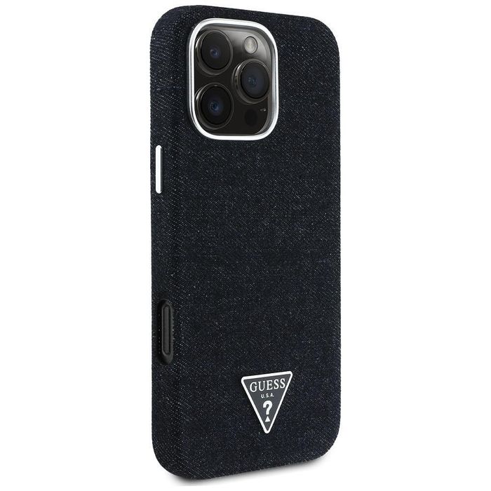 Guess – калъф denim triangle logo magsafe за iphone 16 pro max – черен