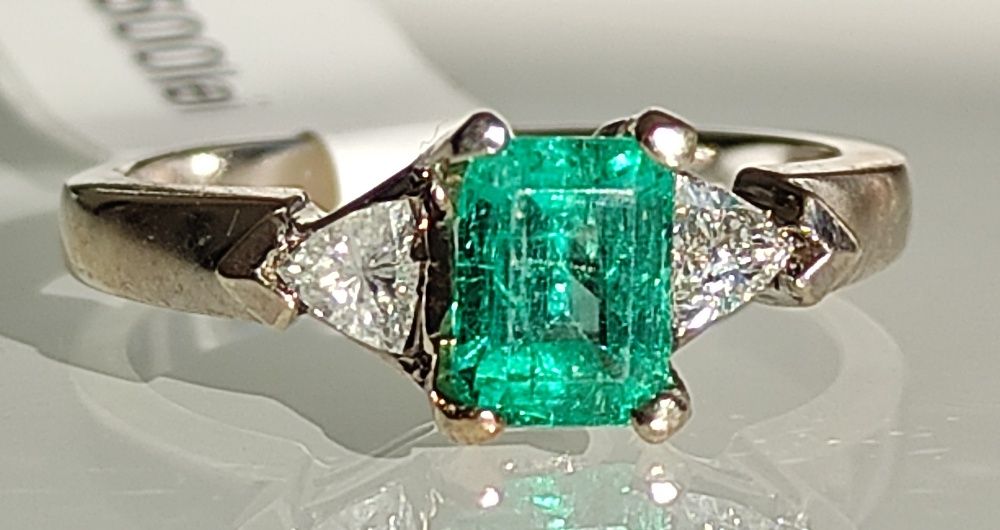 Inel smarald si diamante naturale 1.1ct certificat GSL