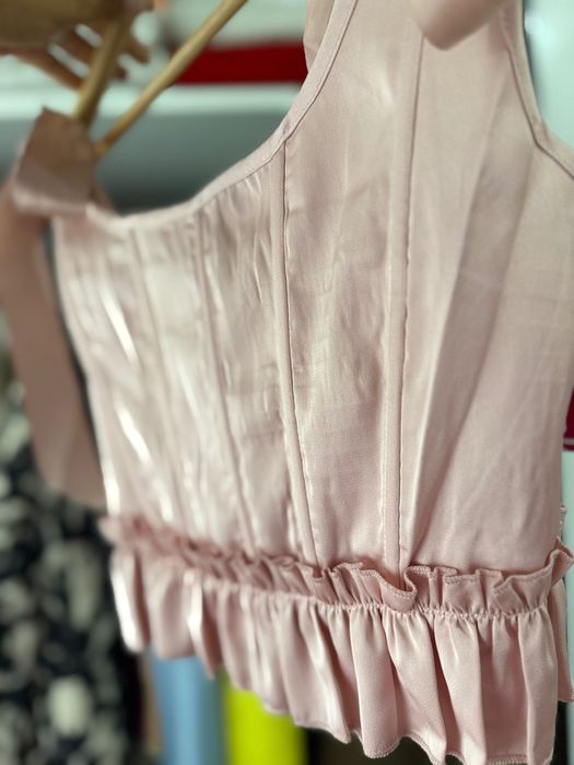 Corset top roz satinat