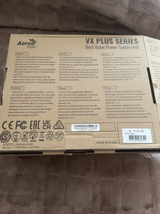 Блок питания Aerocool VX-450 PLUS