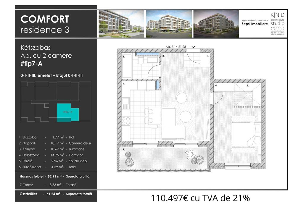 Apartament nou cu 2 camere in COMFORT RESIDENCE 3