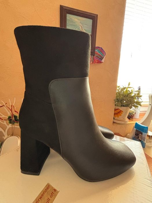 Боти About you, 40 номер кожа и велур