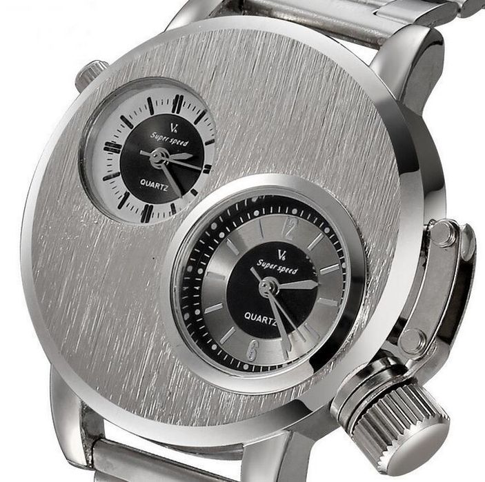 Ceas metalic cu 2 cadrane functionabile