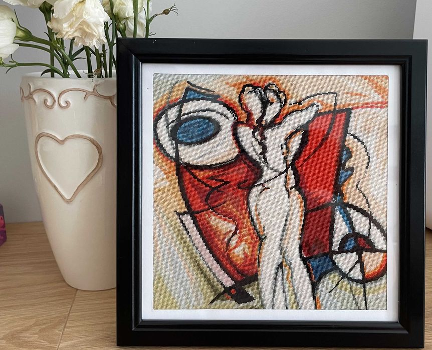 Goblen unicat - Dragoste - inramat, 20x20cm, 20 culori