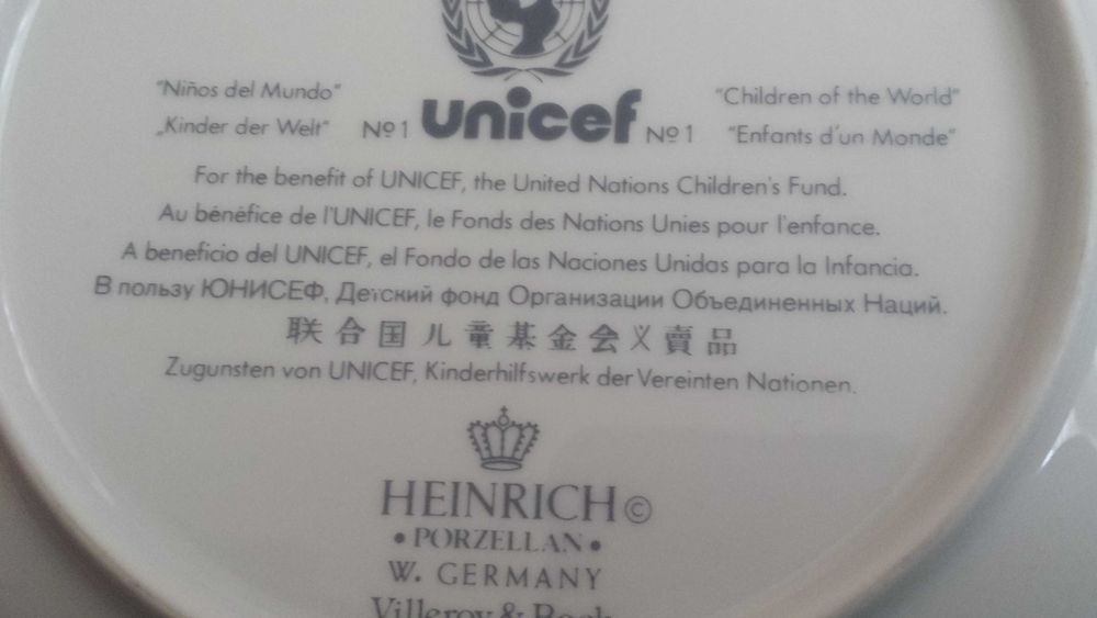 Колекционерска порцеланова чиния на Unicef (Children of Europe)