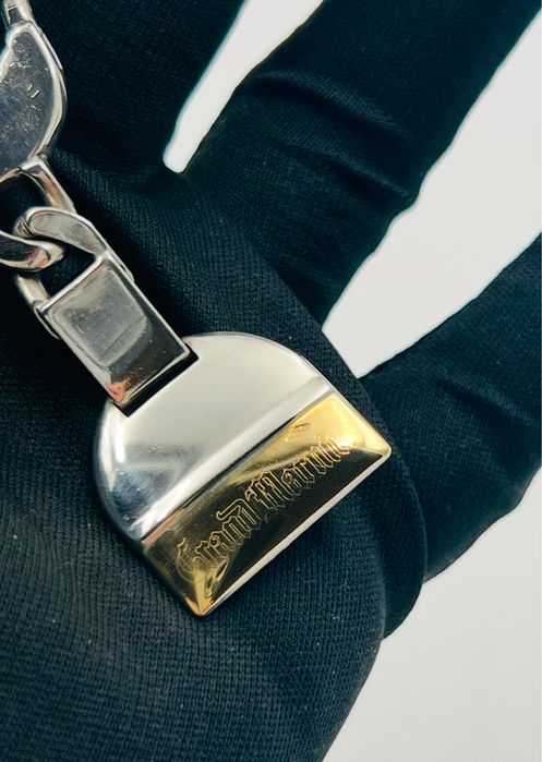 Grand Marnier сребърен италиански ключодържател със златна плочка 18к