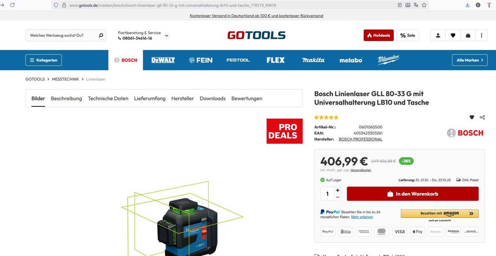 Vand laser 360, nou, model America - Bosch GLL 300-42G
