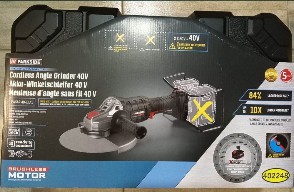 Parkside performance flex 40V polidisc polizor baterie 20V disc 230mm