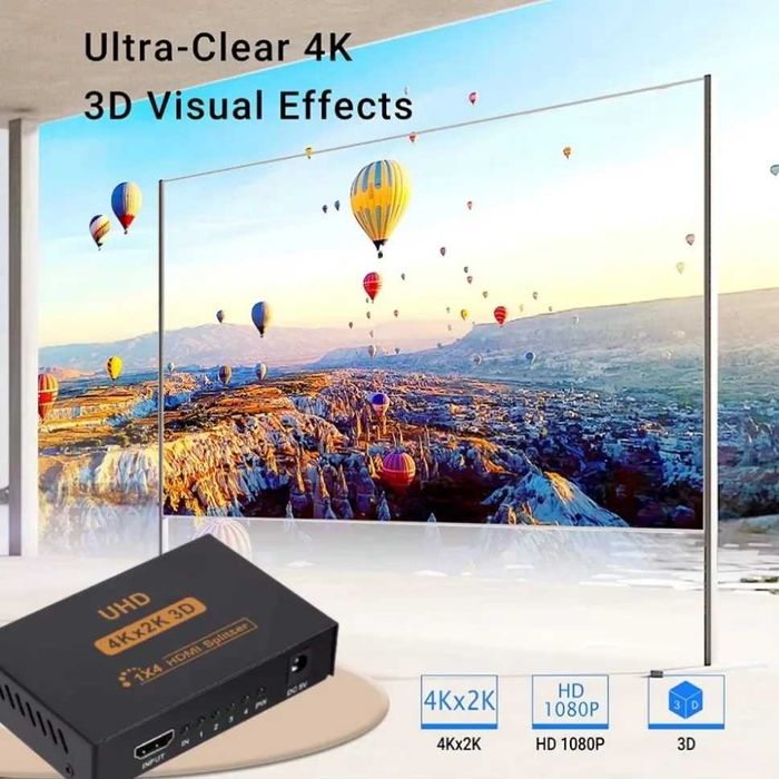 HDMI Splitter 1x4 cu alimentare 1 INPUT - 4 OUTPUT 1.4V suporta 4K UHD