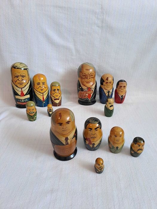 matrioska veche lemn presedinti urss 14,5 - 18,5 cm