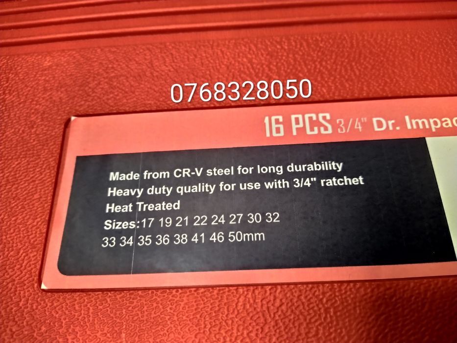 Set tubulare impact 3/4″ – 16 piese + cutie robustă