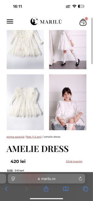 Rochita botez MARILU 3-6 luni 62-68cm + BENTITA