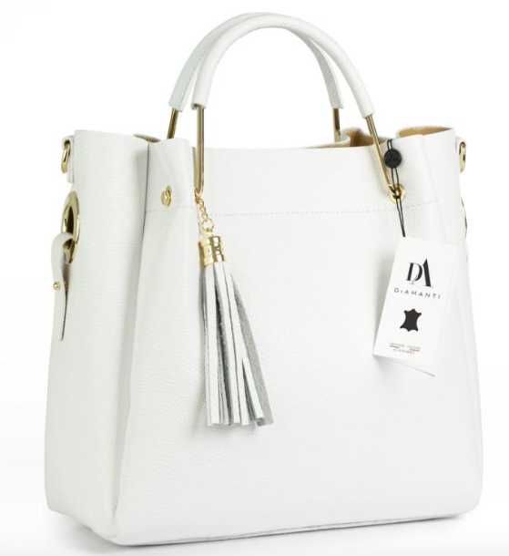 Geanta dama - piele naturala - alba - noua