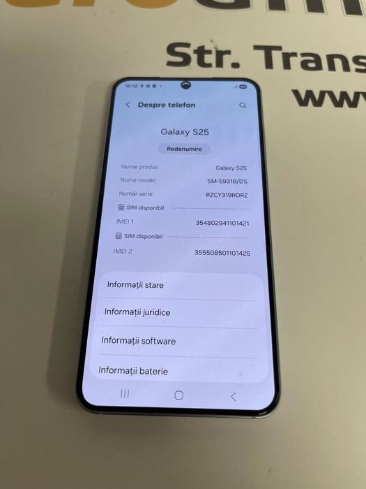 Telefon SAMSUNG Galaxy S25 5G, 128GB, 12GB RAM, Dual SIM, Icyblue -T-