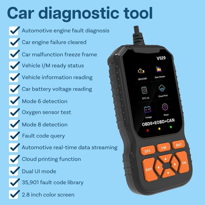 Гаранция!OBD2 диагностика за автомобил- чете/трие грешки,l/M,live data