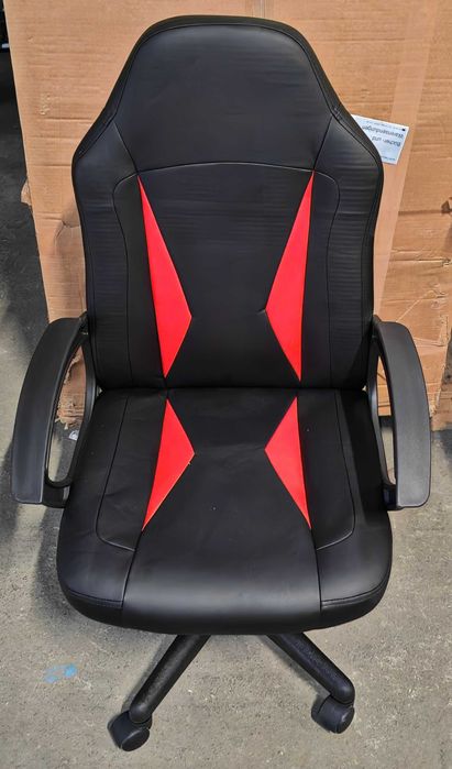 Scaun de gaming căptușit HappyHome negru și roșu
