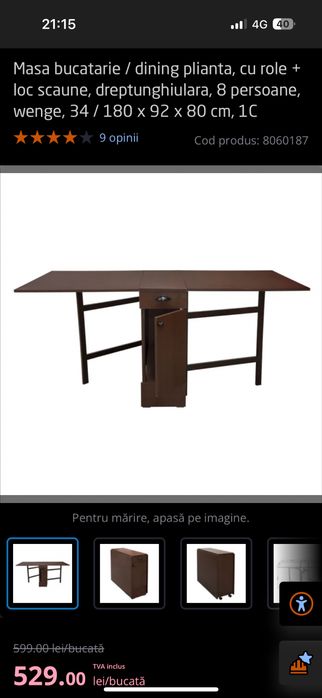 Vînd masă plianta bucătărie