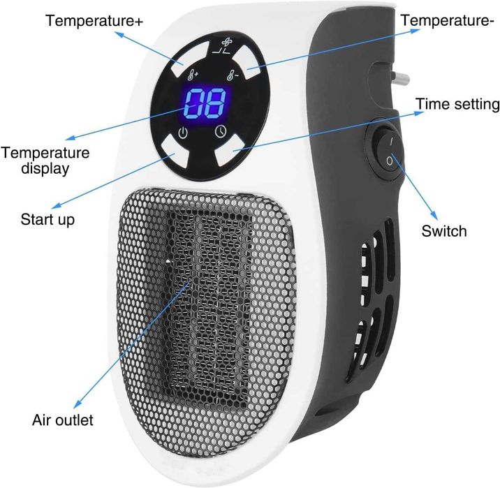 500W вентилаторен нагревател, мини нагревател, дистанционно управление