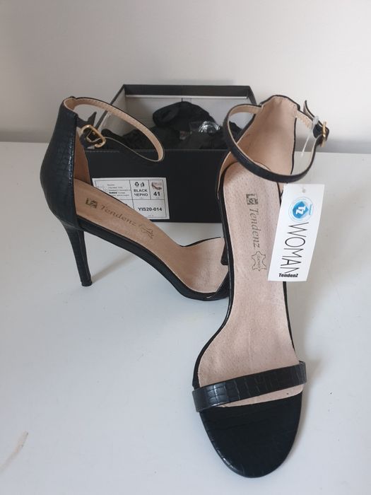 Sandale negre NOI din piele, marime 41