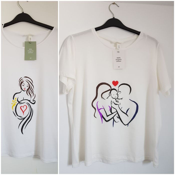 Tricou pictat pe comandă (maternitate/familie/gravidute)