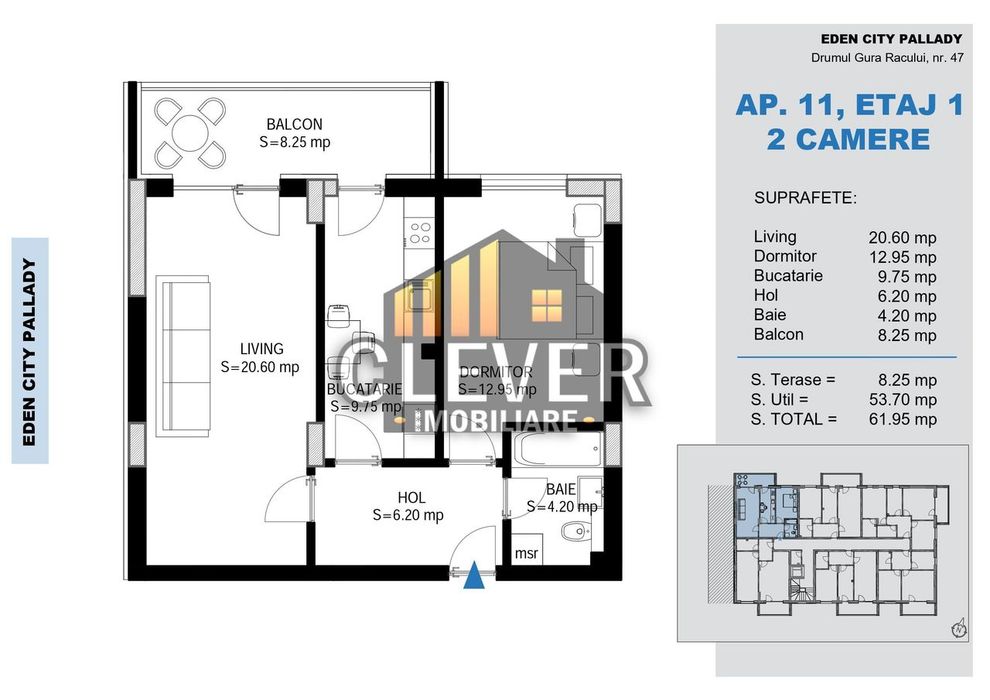 2 Camere Decomandat | 62 mp | Theodor Pallady | Metrou teclu mutare ra