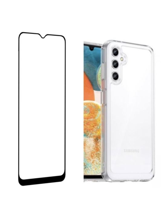 Husa Clara Neagra si Folie Sticla Samsung A14 A34 A54 A15 A16 A07 A17