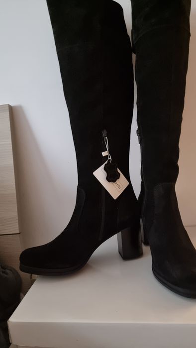 Cizme lungi piele intoarsa Sergio Bardi,marimea 39,Noi