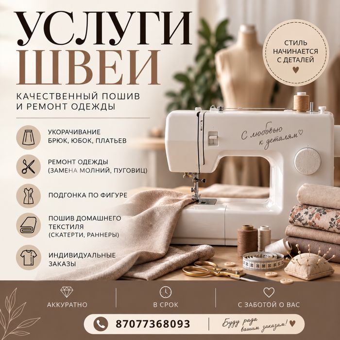 Услуги швеи — пошив и ремонт одежды