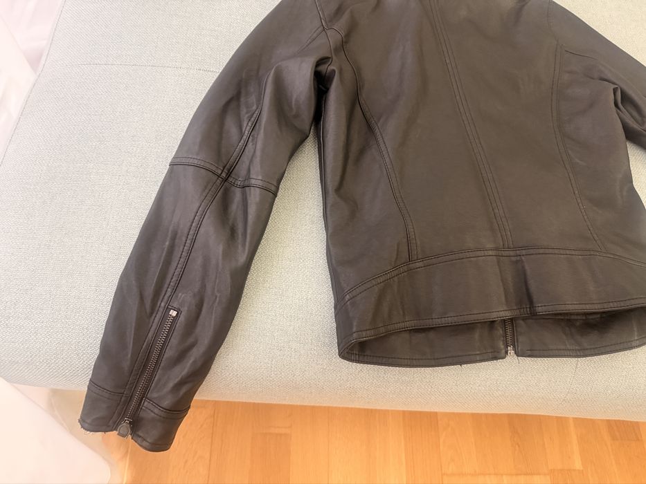 Черно кожено яке Tom Tailor