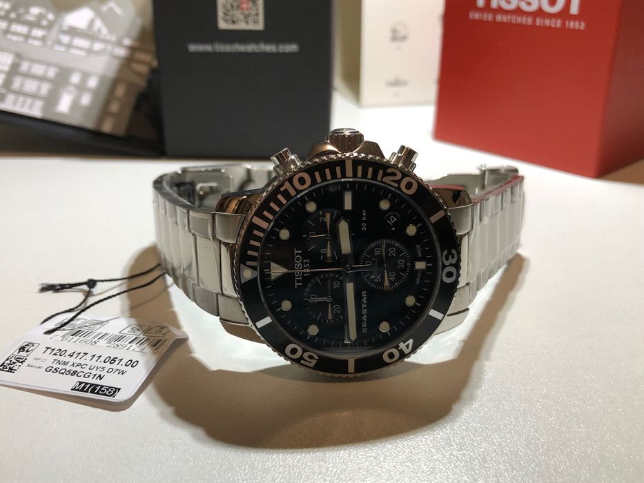 Ceas Tissot Seastar 1000 Chronograph Black, Bratara Metalica