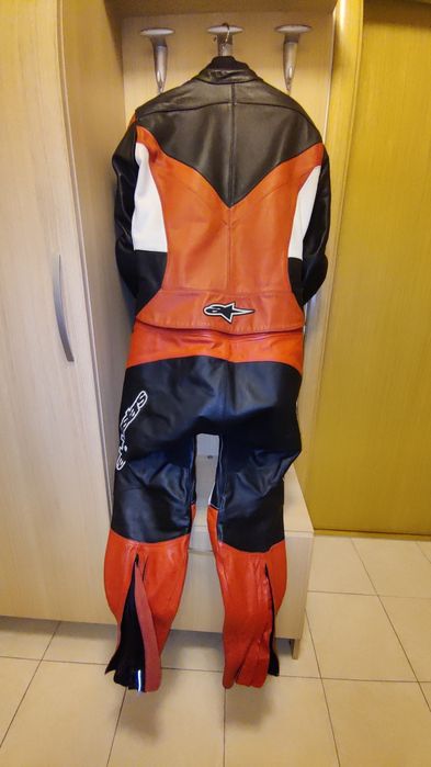 Кожен мото екип Alpinestars 56 - ЧЕРВЕНО, ЧЕРНО, БЯЛО