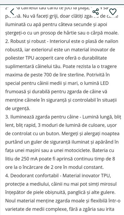 zgarda pentru câini luminoasa