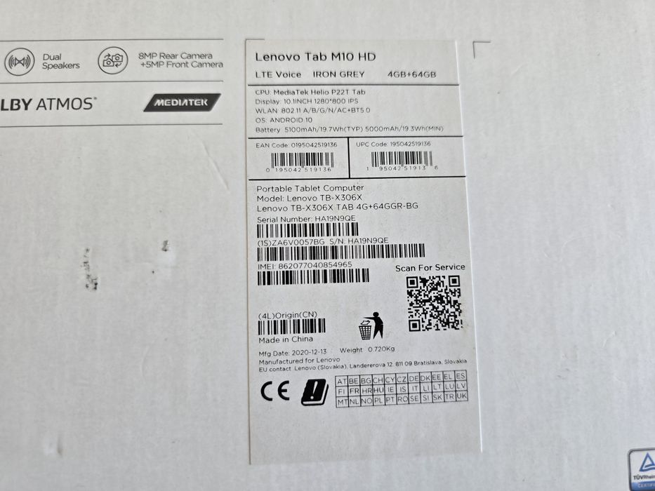 Lenovo Tab M10 HD 2nd Gen 64GB