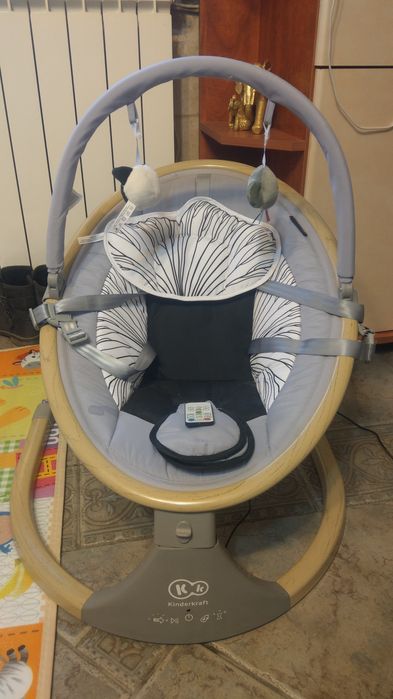 Balansoar bebe 2 in 1 Kinderkraft Lumi Wooden, Gri