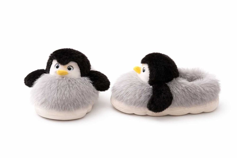 Дамски чехли с пингвин 3D Весели Крачета плюшени домашни чехли пантофи