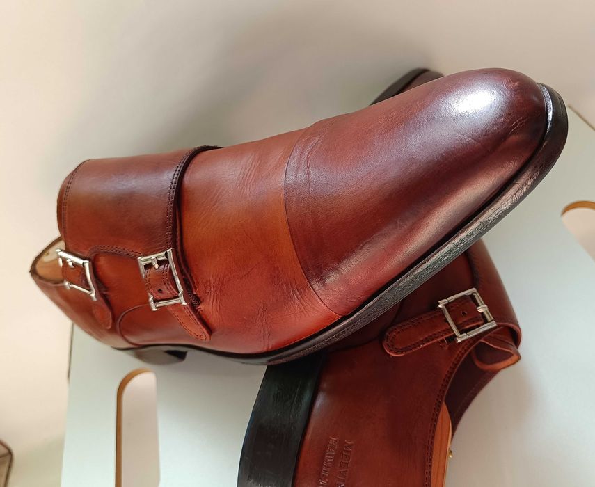 Pantofi monk 45.5 46 lucrati manual Melvin & Hamilton piele naturala