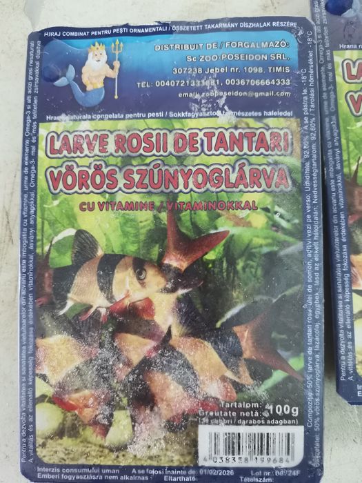 Hrana congelata larve de țânțari cu vitamime