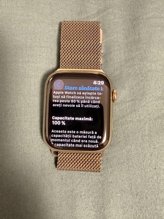 ceas apple watch serie 9 gold stile and steel baterie 100%